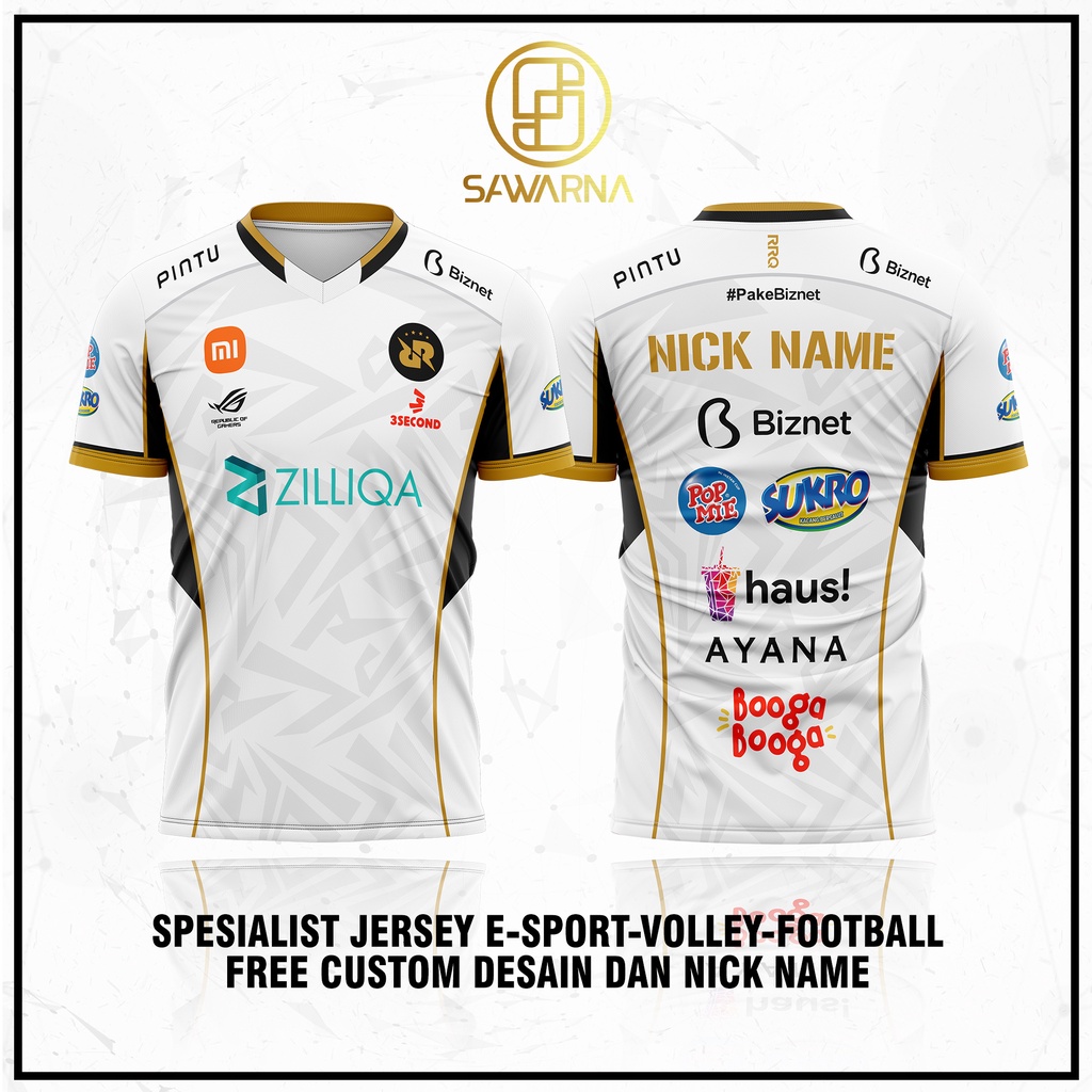JERSEY RRQ HITAM & PUTIH TERBARU 2022/2023 MPL S10 FREE NICKNAME & STICKER SAWARNA CLTH.
