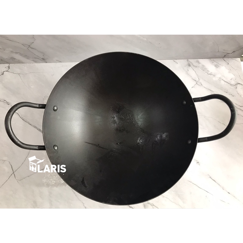 Kuali Carbon Black Steel Bima Chefs Asian Wok 32 cm