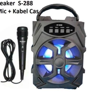 ⅍ Speaker Bluetooth HF-S288 + Mic Karaoke Wireless Portable Speaker/Speaker Murah/Salon Karaoke HF S