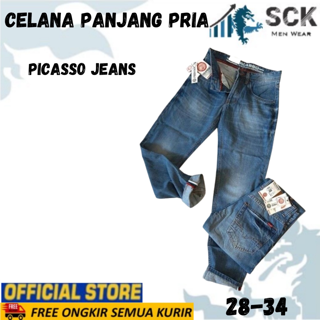 Celana Jeans Pria PICASSO Reguler Denim Kode 421 A, 421 B, 421 C, 421 F Ukuran 28-34 Reguler / Celana Jeans Pria  - sckmenwear GROSIR