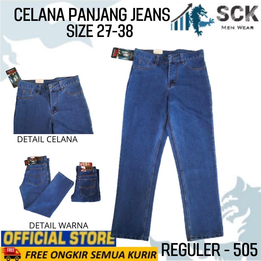 SCK - Celana Panjang Pria LV 505 JEANS BIRU ukuran 27-38 / Celana Jeans Casual Pria Formal / Celana Basic Halus