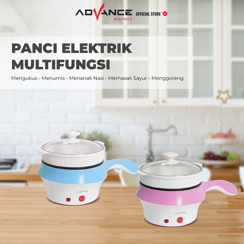 ADVANCE Panci Listrik 1.5L Serbaguna Multifungsi Electric Panci Pengukus Plastik C18