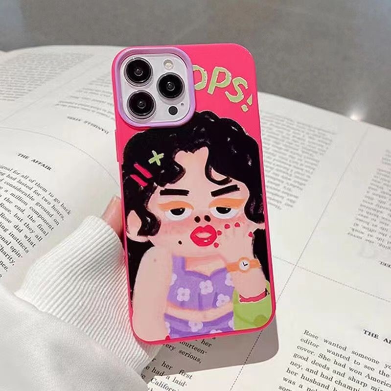 IPHONE Ins Pola Lucu Cocok Untuk Iphone14 14pro 14plus 13 13mini 13pro 13prm iPhone12 7Plus 8Plus Xr XS 13 12mini Pro Max Empat Sudut Casing Ponsel Tahan Guncangan