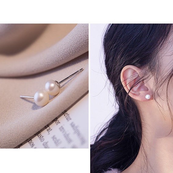 Anting Stud Jarum s925 Sterling Silver Hypoallergenic Aksen Mutiara Air Tawar Gaya Retro Untuk Wanita