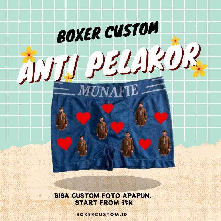 STOK TERBATAS SEHARIJADI / SATU HARI JADI BOXER CUSTOM / CUSTOM BOXER MUKA PACAR / KADO ULTAH / BOXE