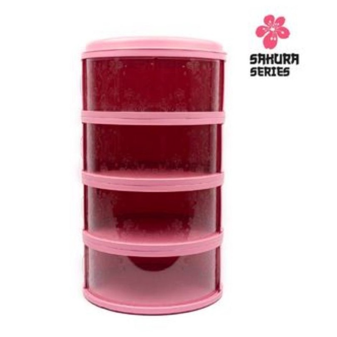 1 kg Rak Penyimpanan Makanan 4 Susun Tingkat Tudung Saji Tutup Food Cover-Pink pastel
