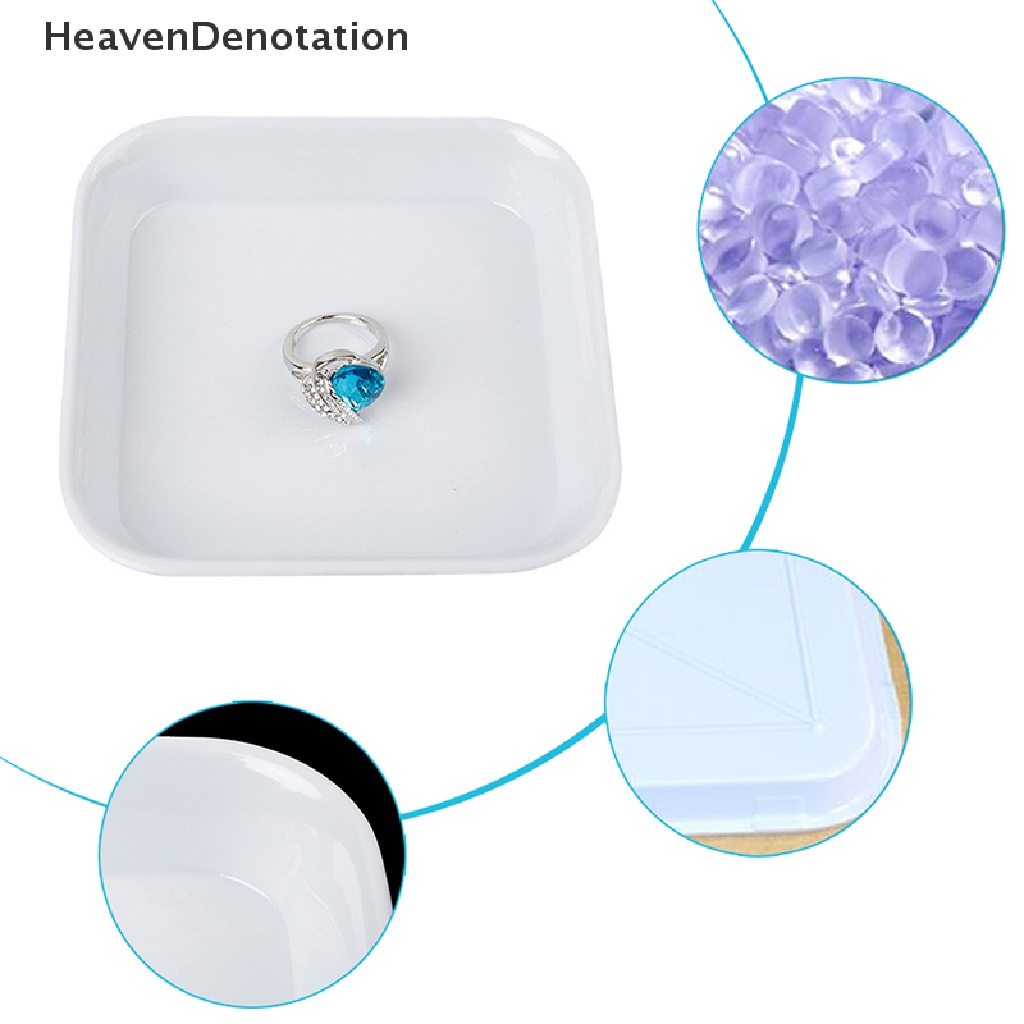 [HeavenDenotation] 10cm x 10cm Piring Berlian Imitasi Untuk Manik-Manik Display Nampan Plastik Wadah Putih Penyimpanan Perhiasan Organizer HDV