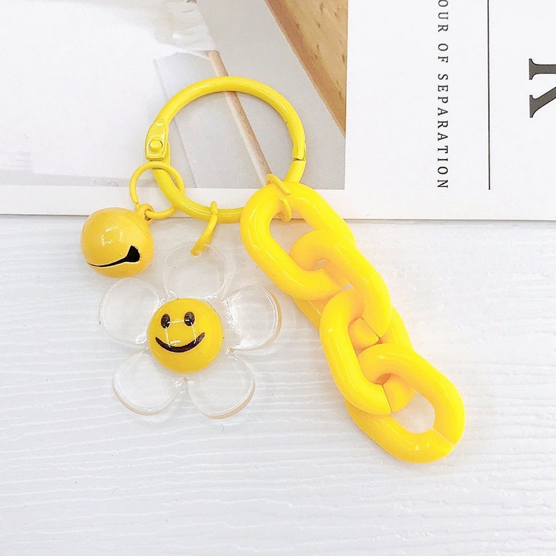 Cod 3D Smile Face Sun Flower Pendant Keychain Universal DIY Aksesoris Untuk iPhone Android OPPO VIVO Huawei Xiaomi Redmi Samsung Semua Telepon Bluetooth Headphone Cases