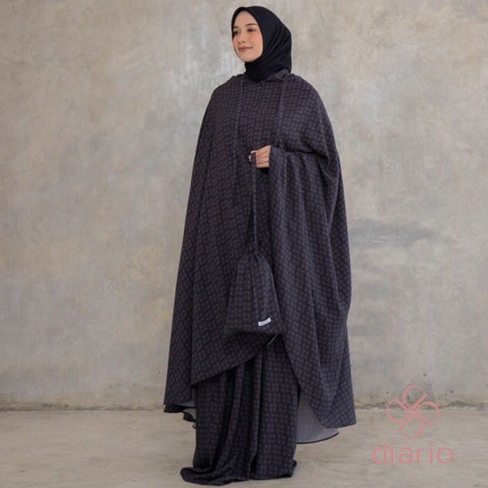 Mukena Dewasa Rayon Lunara 2 in 1 Diario - Black