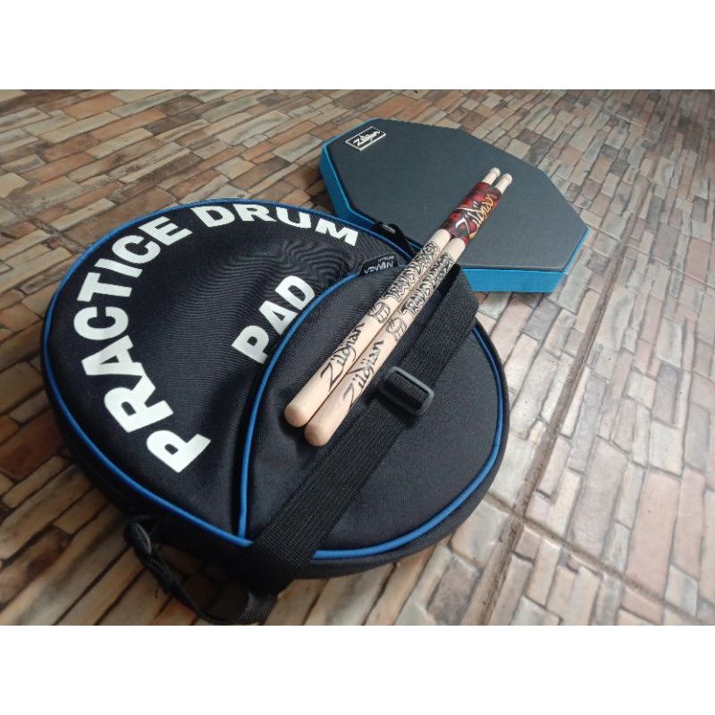 Drum Pad 6 Inch dan 10 Inch Tas Pad Drum Free Stick Drum 1 Set