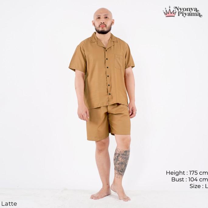 Nyonya Piyama Katun Piyama Celana Pendek Pria - Polos Classic