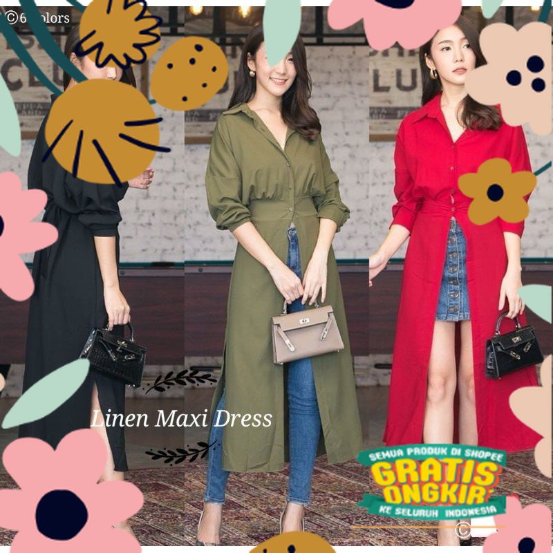 Linen Maxi Dress 934 / muslimah trendy