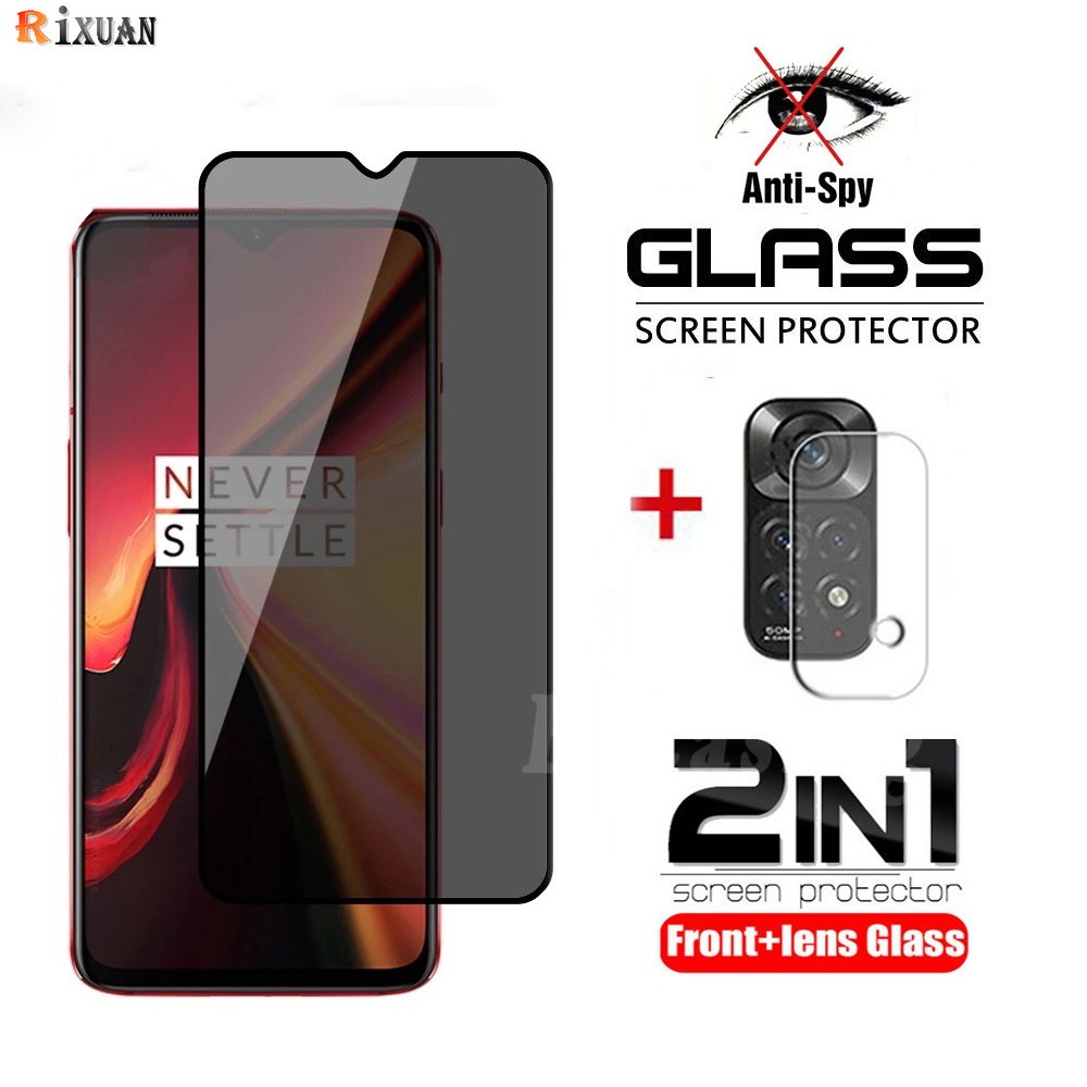 2in1 Kaca Film Tempered Anti Spy Untuk Redmi Note 11 Pro Note 11S Note10S Note10 10C 9A 9C 10 9T 9 Note8 Note9 Note9 Note9S Poco M3 Pro M5S X3 NFC X3Pro Privasi Pelindung Layar RIXUAN