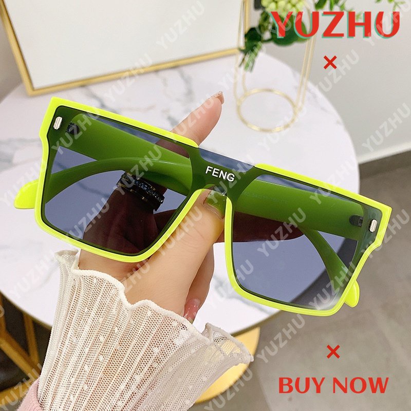 (YUZHU) Oversized Square Frame Onepiece Sunglasses Kacamata Hitam Warna-Warni Untuk Pria Dan Wanita