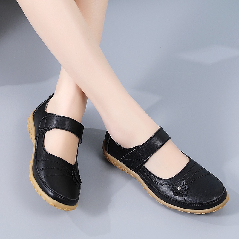 FOKU Sepatu Flat Wanita Sepatu Kulit Wanita Casual