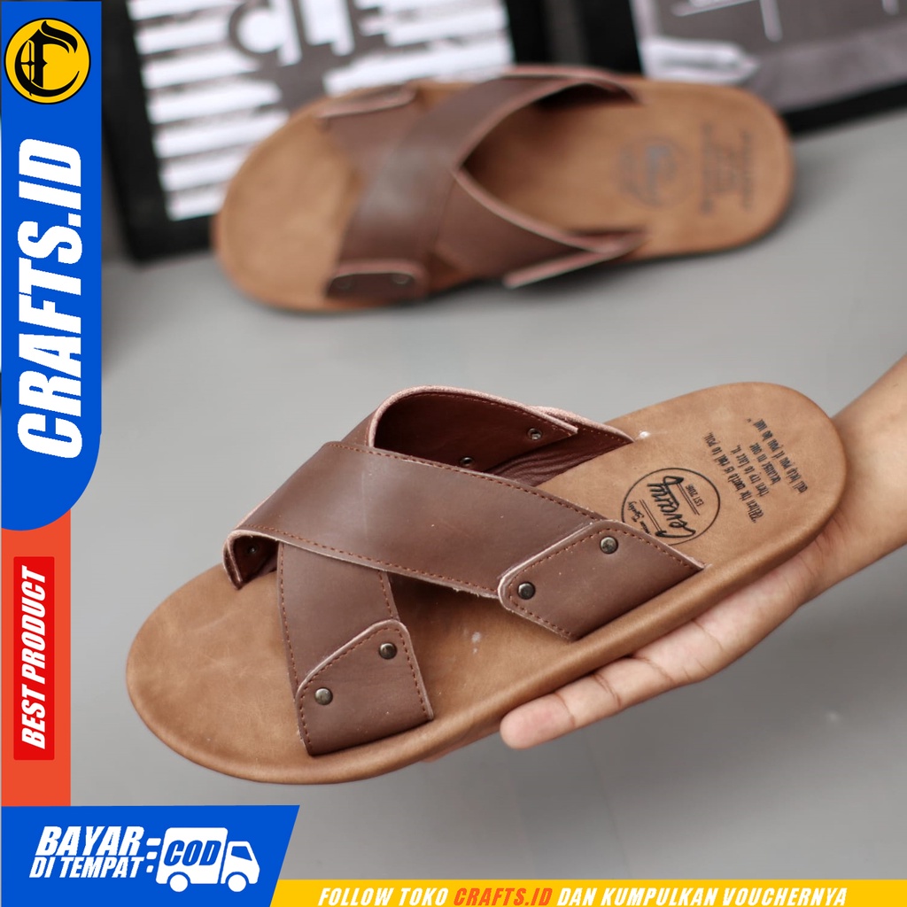 Sandal Selop Pria Kulit Asli Crafts Taim