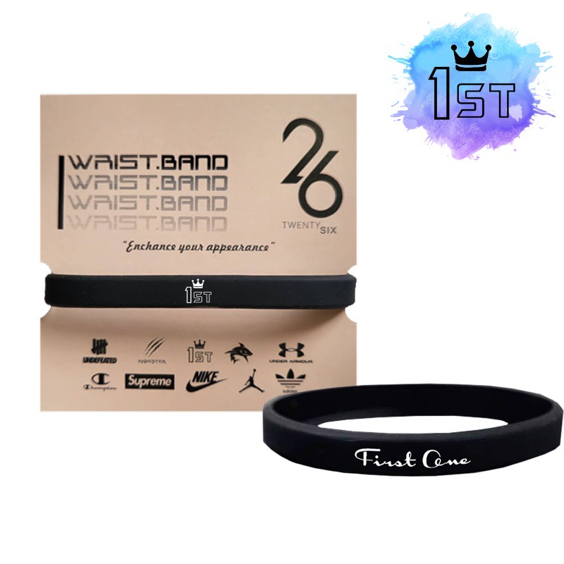FIRST ONE GELANG TANGAN PRIA karet black white s