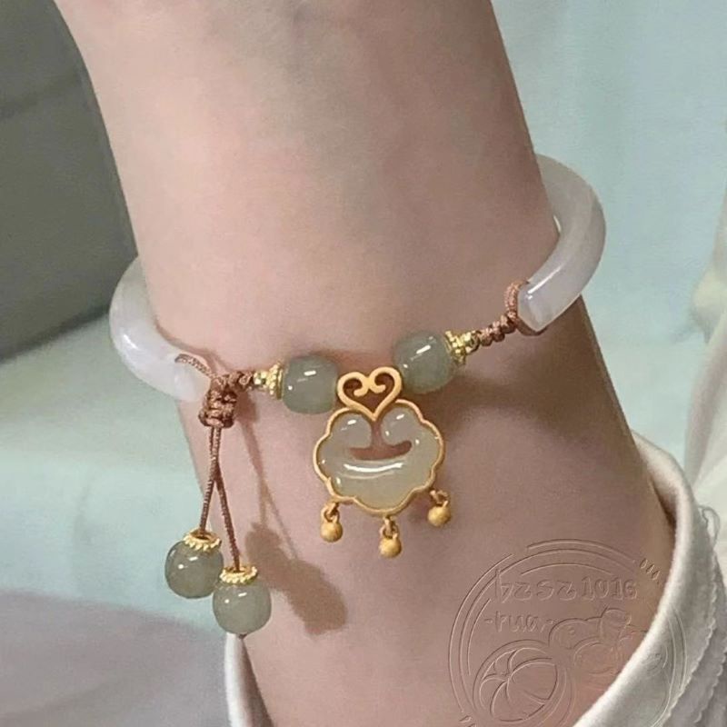 Gelang Safety Lock Bahan Alloy Kaca Vintage Fashion Untuk Wanita