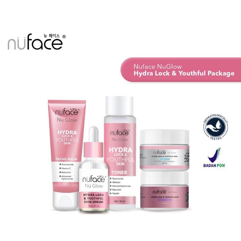 Nuface Nu Glow Hydra Lock &amp; Youthful Skin | Facial Wash - Toner - Serum - Day Cream - Night Cream