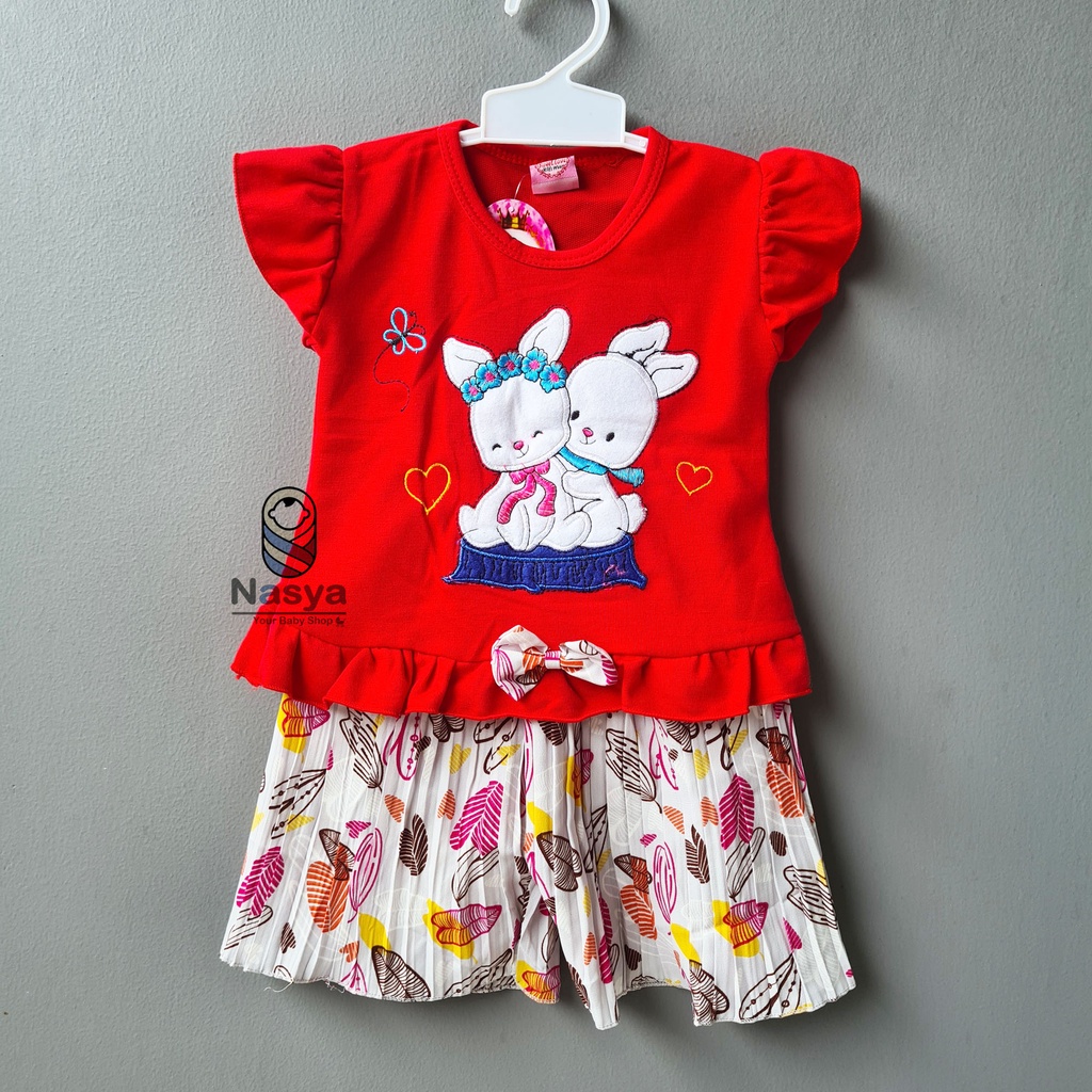 [SL-027] Setelan baju Anak Bayi Perempuan / Setelan plisket pendek
