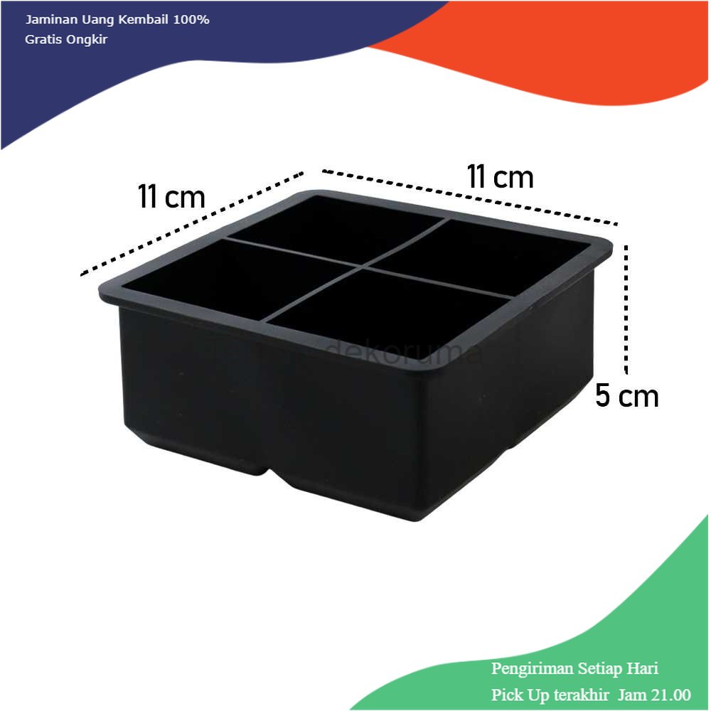 TD - DPR SSGP Cetakan Es Batu Silikon Big Ice Maker 4 Grid - SSGP4