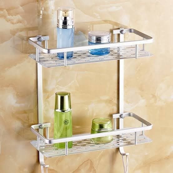 Rak Kamar Mandi 2 Tingkat Bahan Aluminium