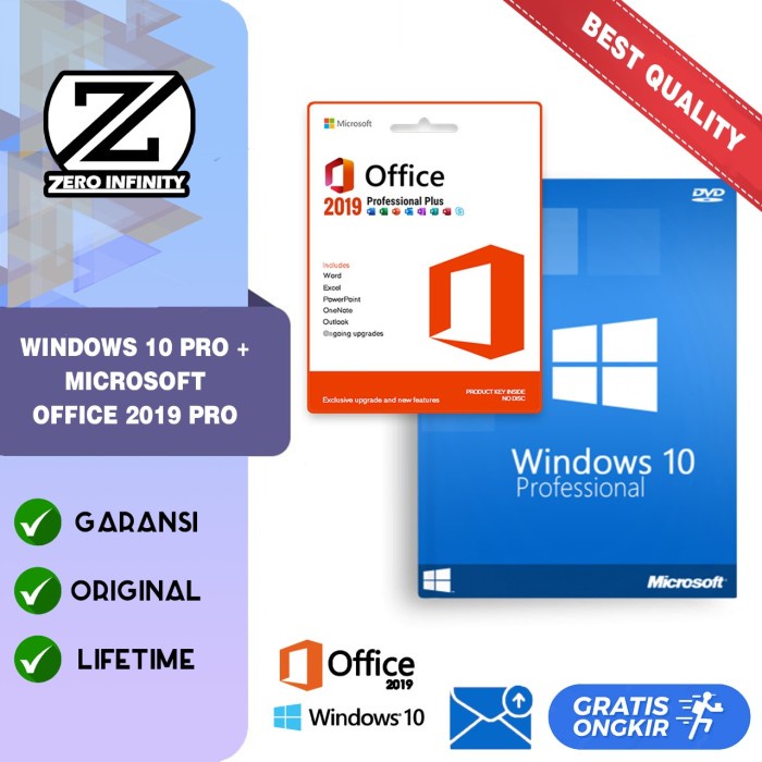 License Key Windows 10 Pro Original+Microsoft Office 2019 Ori Lifetime