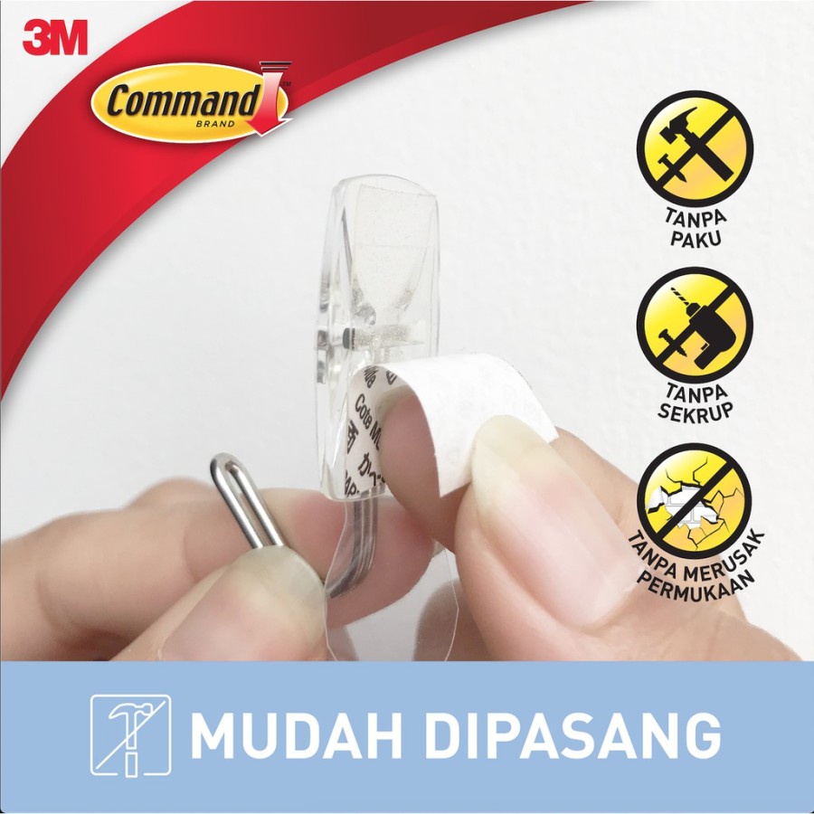 Ktmstore Command 3M Gantungan barang Clear Small Wire Hook Perekat Kuat 17067CLR