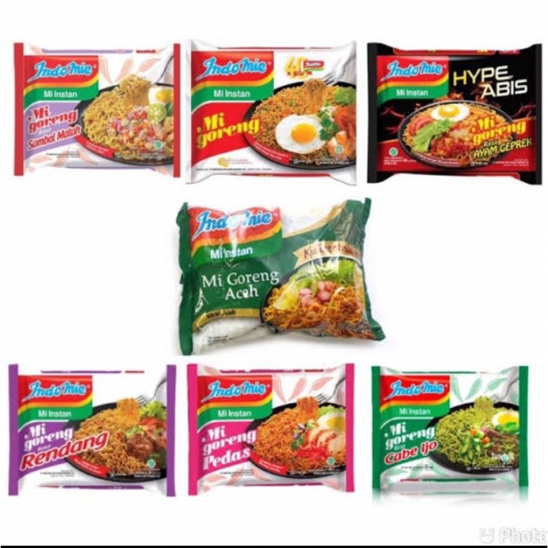 

Mie Instan Mie Indomie Goreng/Rica Rica/Ayam Geprek/Aceh/Rendang/Kebab Rendang