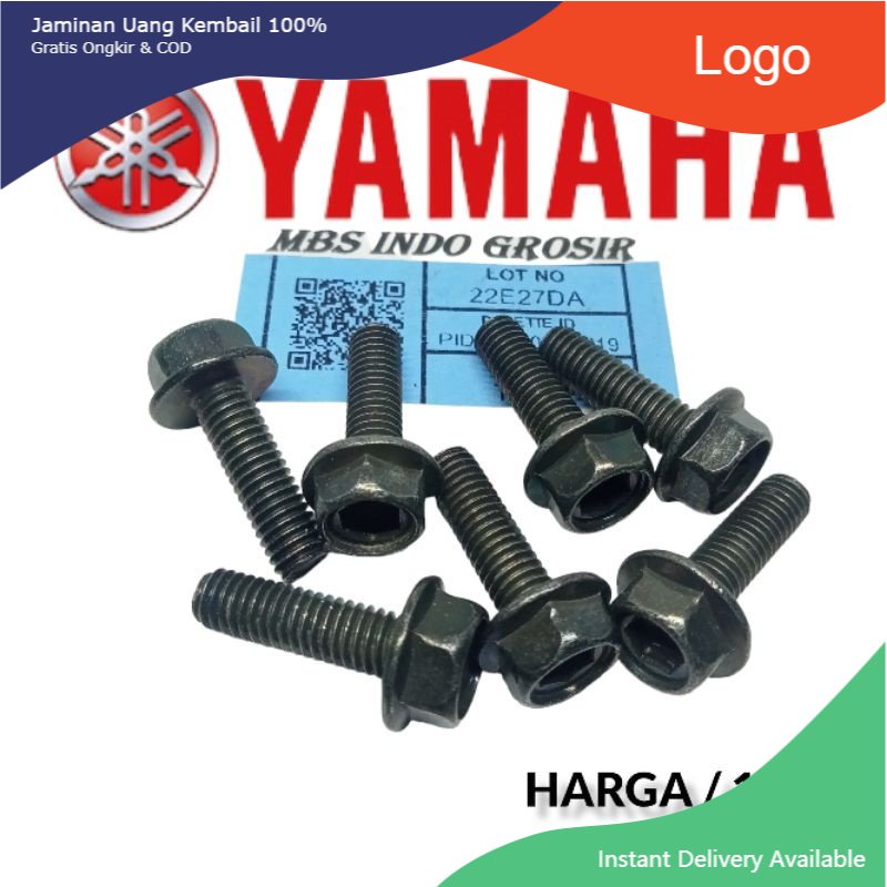 RB 10pcs BOLT FLANGE M6 X 20 DOBELE HEX BAUT 10 PANJANG 2 CM DABEL KUNCI 10 DAN L BAUT ORIGINAL UNIV