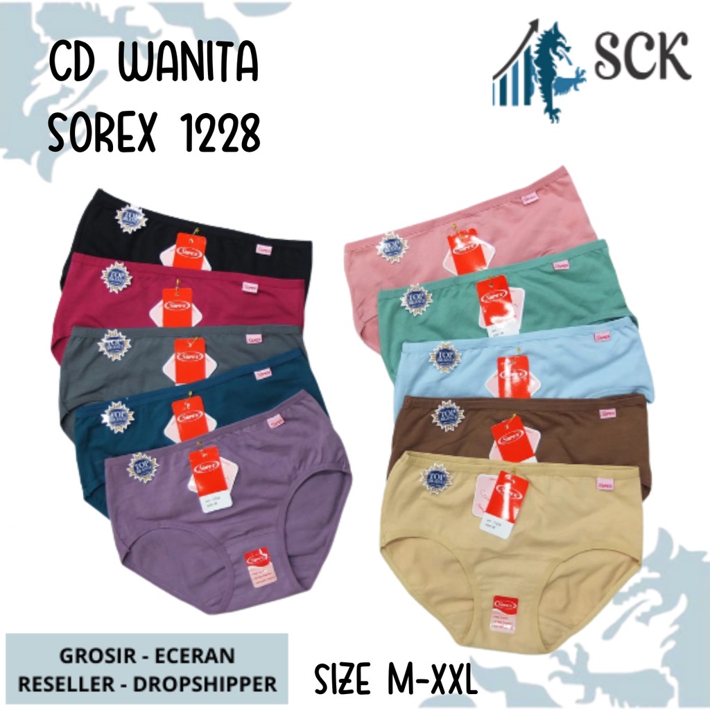 Celana Dalam Wanita SOREX 1228 / CD Bahan Katun Extra Lembut  / Pakaian Dalam Wanita - sckmenwear GROSIR