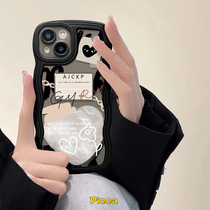 IPHONE Ins Casing Graffiti Kompatibel Untuk Iphone11 14 13 12 Pro Max 7plus 8plus 6 6s 8-7 Plus XR X XS Max 14Plus SE 2020 Lucu Cinta Hati Comme des Garcons Cases Lembut TPU Case