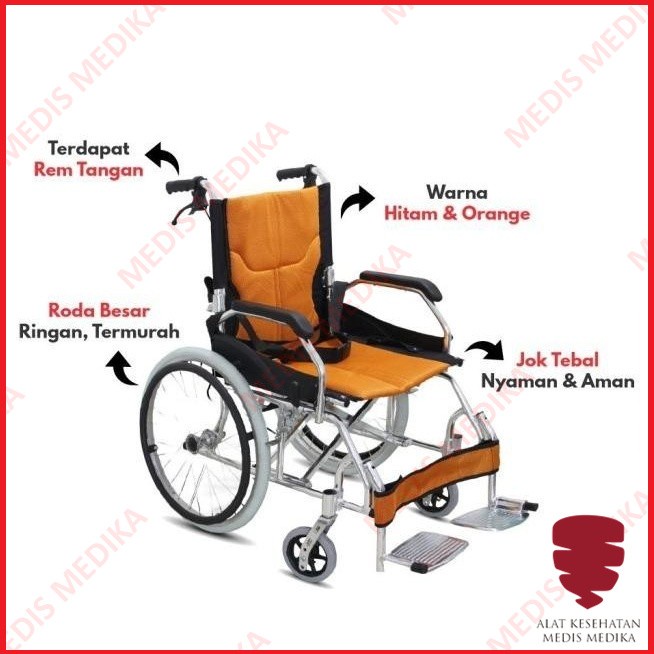 Kursi Roda Traveling Onemed Sakura Ban Besar Haji Umroh Lipat Travel Wheel Chair Travelling