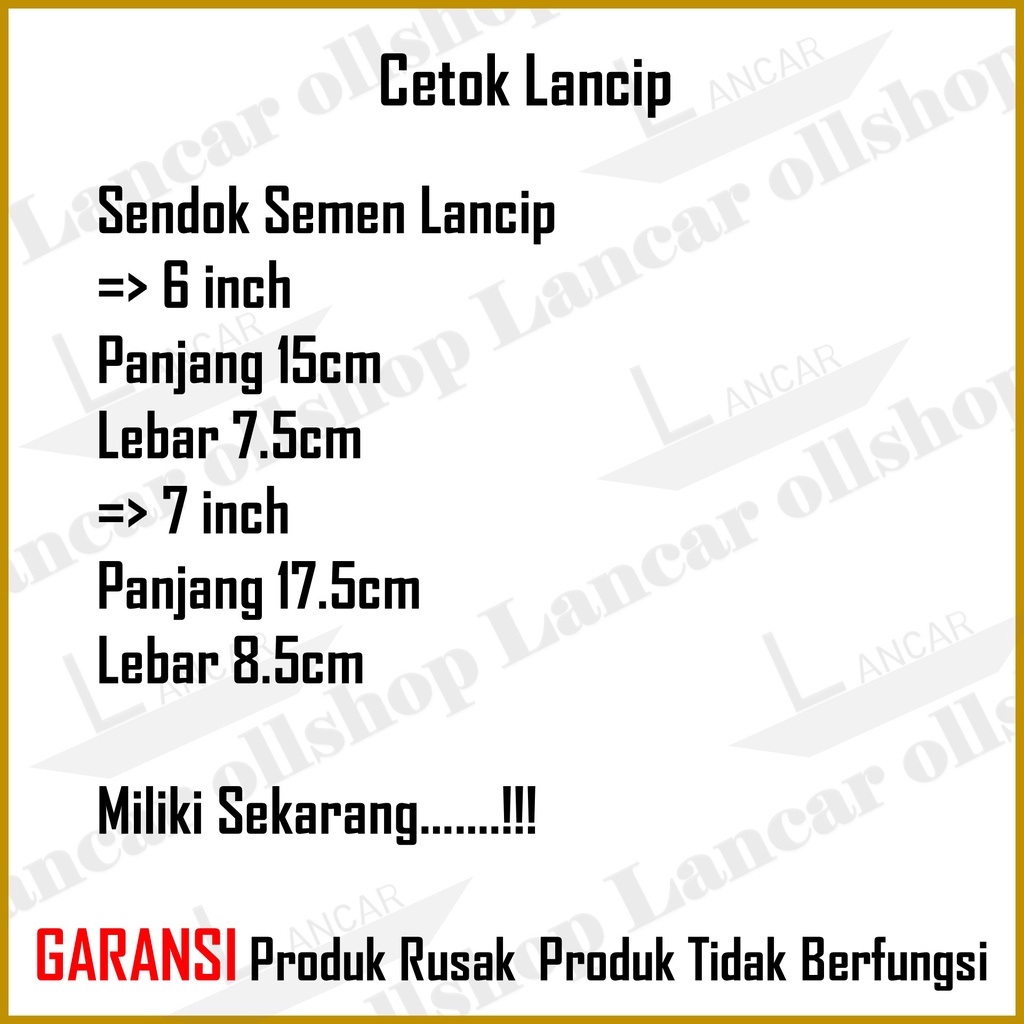 Cetok semen gagang kayu lancip 6 inch 7 inch / Sendok Semen