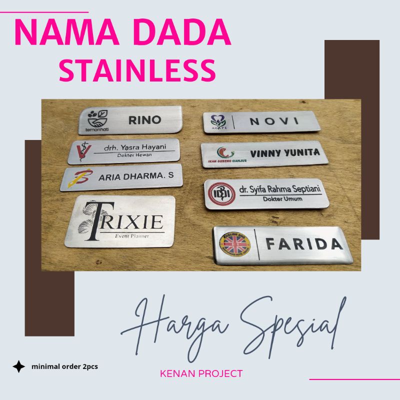 

Nama Dada Stainless / Name Tag Stainless / Stainless