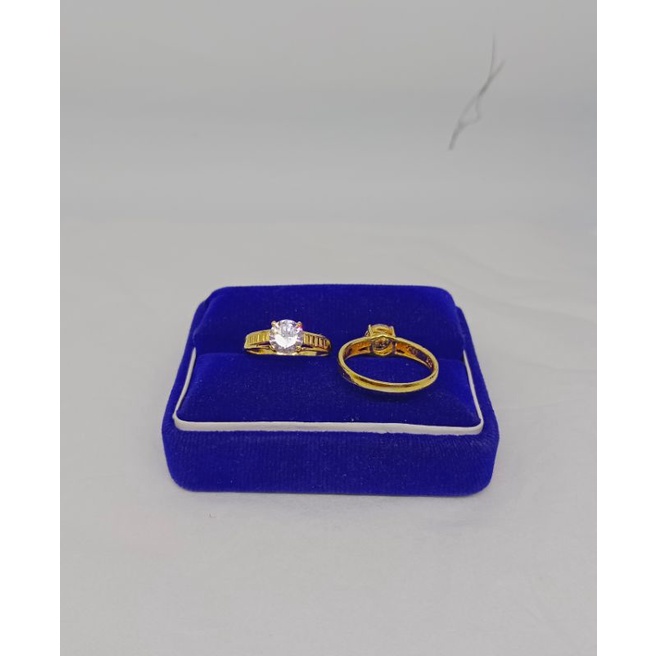 cincin solitaire mata putih/perak asli silver 925 lapis emas/perhiasan fashion wanita terbaru