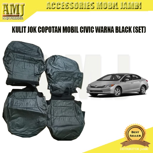 JOK COPOTAN KULIT BAWAKAN MOBIL CIVIC WARNA BLACK (SET)