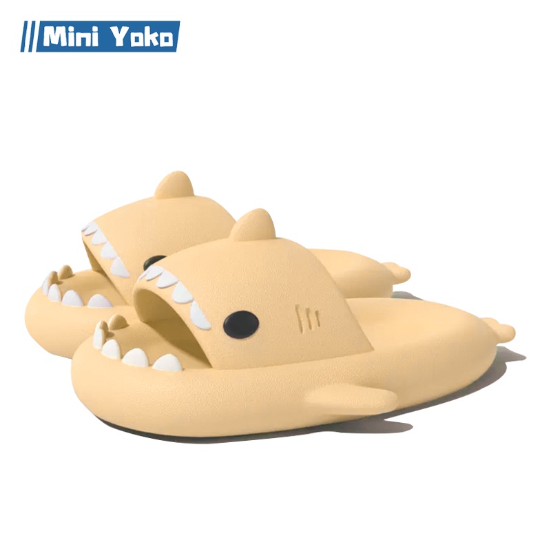 Mini Yoko Sandal hiu dewasa terbaru Sepatu sandal jelly wanita import  Sendal Slop Flat Rumah Empuk Elastis Sendal Anti Slip murah-Kuning