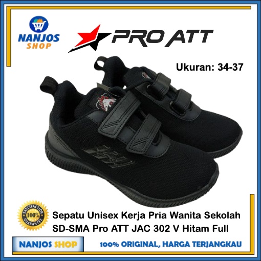 Sepatu Unisex Kerja Pria Wanita Sekolah SD-SMA Pro ATT JAC 302 V Hitam Full