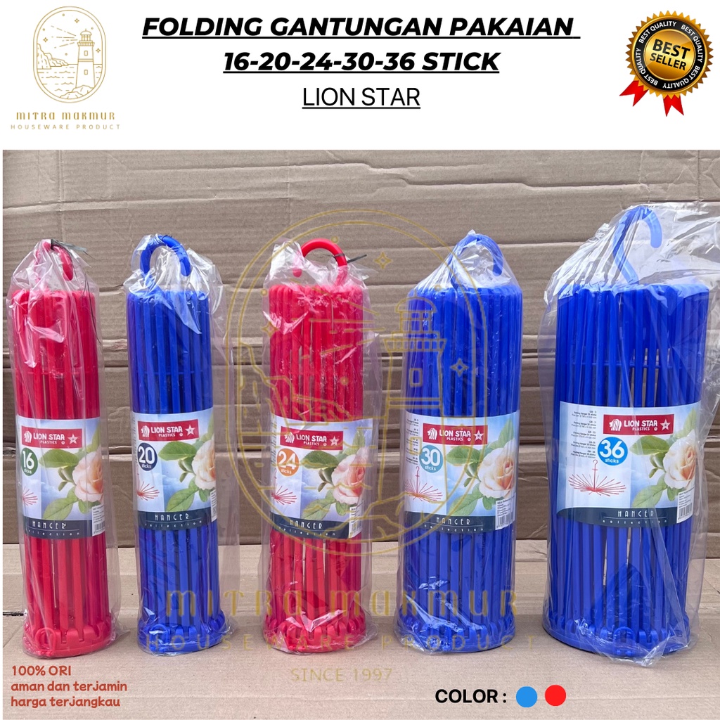 LION STAR - Folding Stick / Gantungan Baju Bayi 16-20-24-30-36 Stick