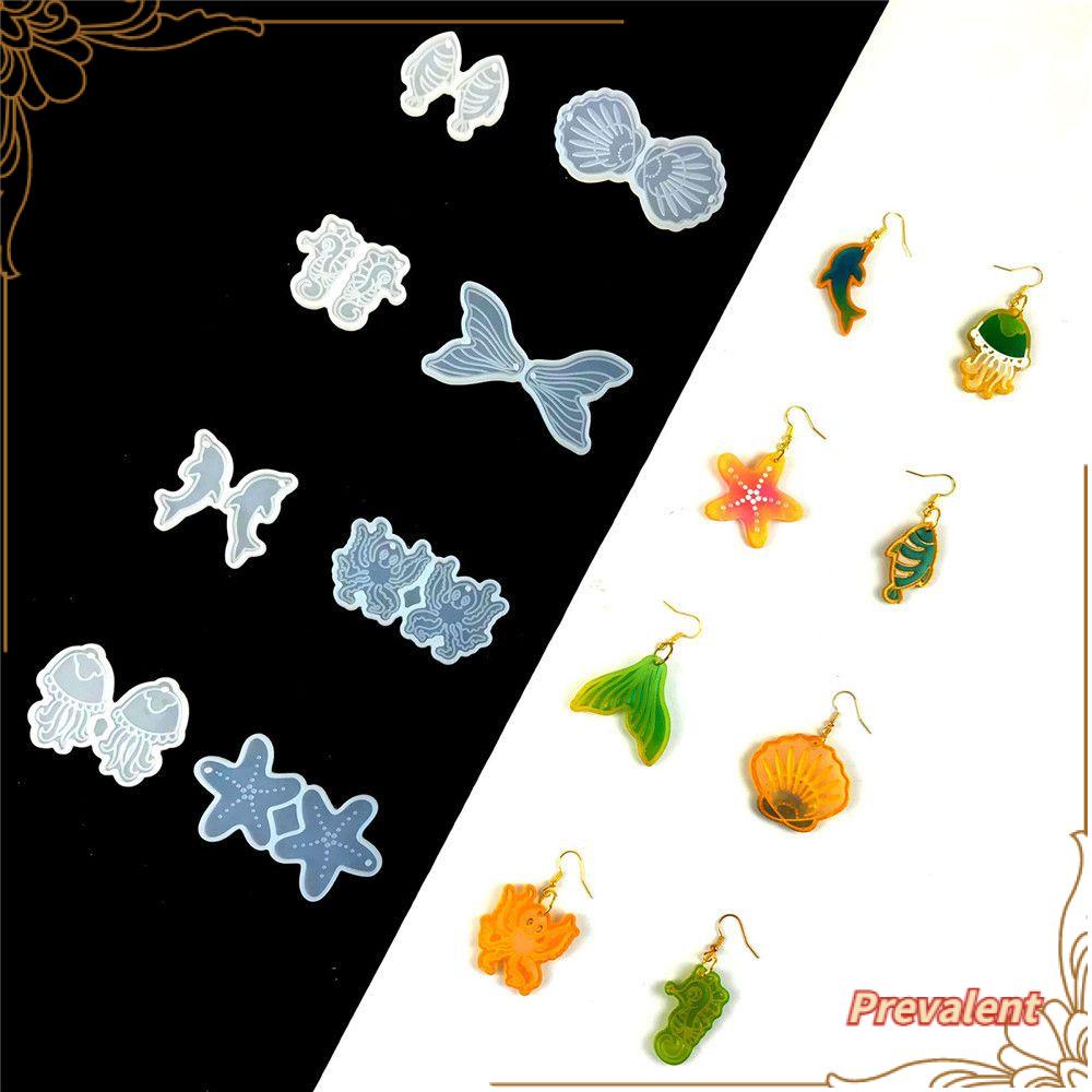 Preva Anting Cetakan Resin Menjuntai Handmade Ubur-Ubur Hewan Alat Membuat Perhiasan Hippocampus Resin Silicone Mold