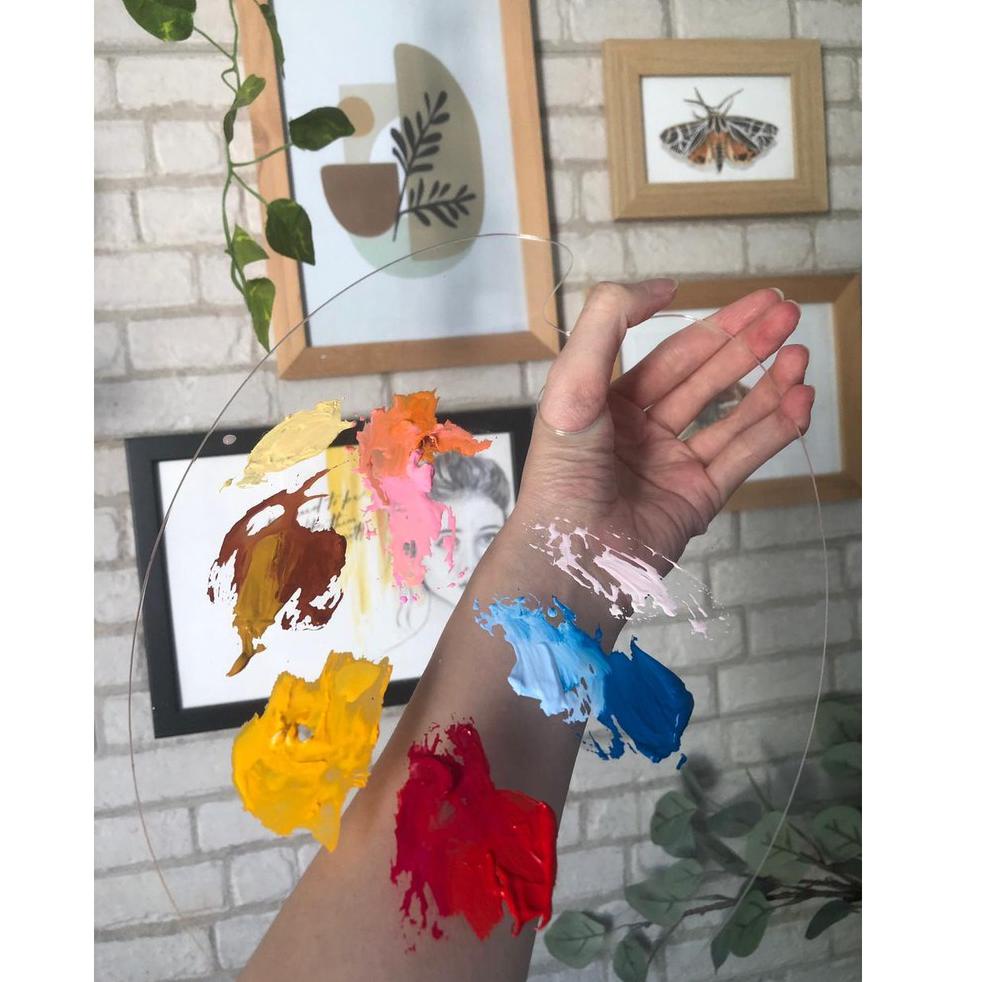 

B34 Acrylic Palette / Palet Bening / Akrilik Oval 19x29cm Estetik Aesthetic Lukis Gouache Transparan BEST SELLER ぴ