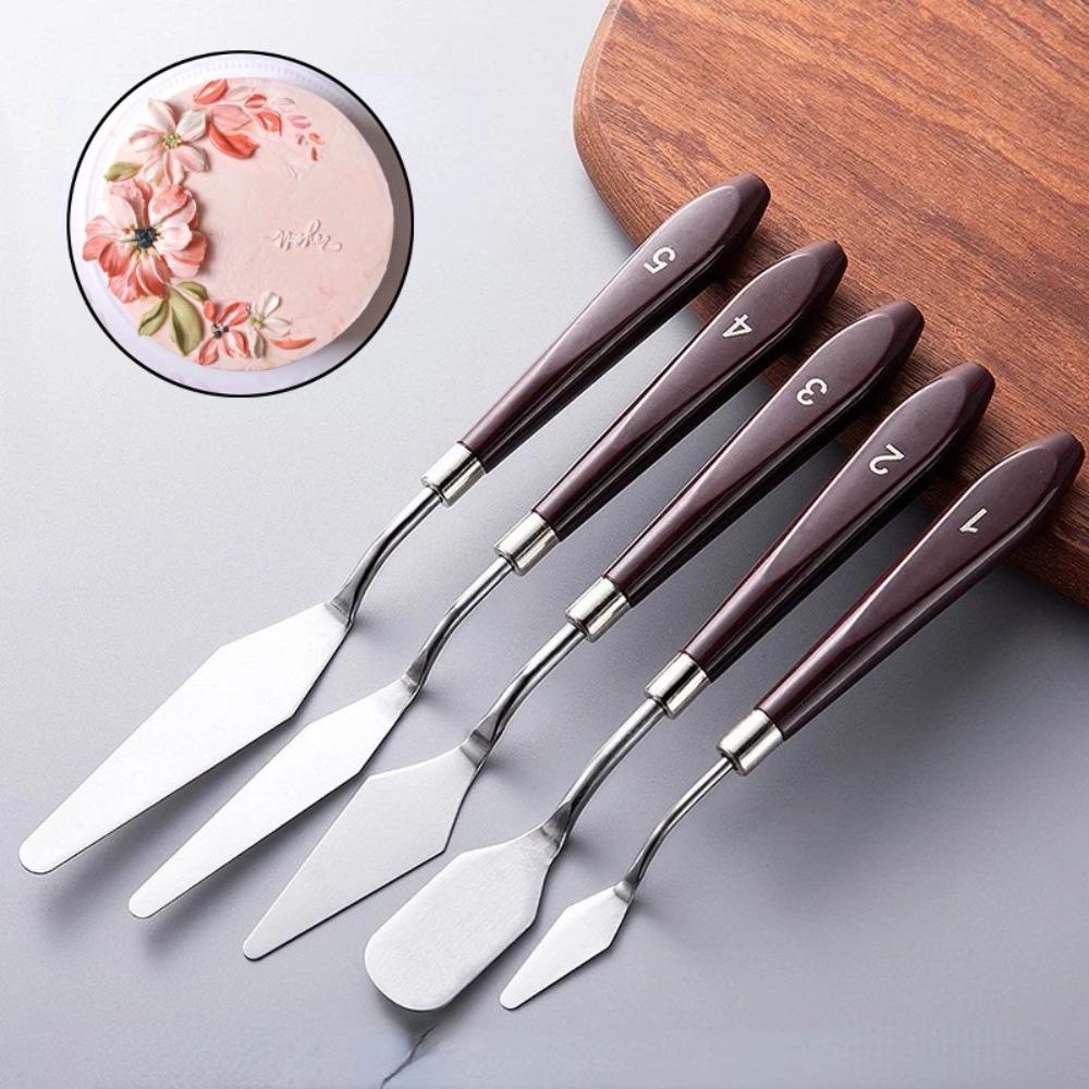 Solighter Kue Buttercream Icing Spatula Masak Tahan Panas Non Stick Cookie Pastry Scraper Stainless Steel Penghalus Spreader Butter Spatula