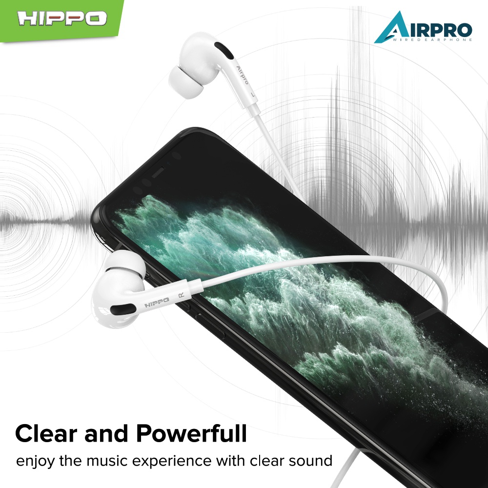 Hippo Earphone Airpro Super Bass Jack 3.5mm Wired Handsfree Android Original Earbuds Headset