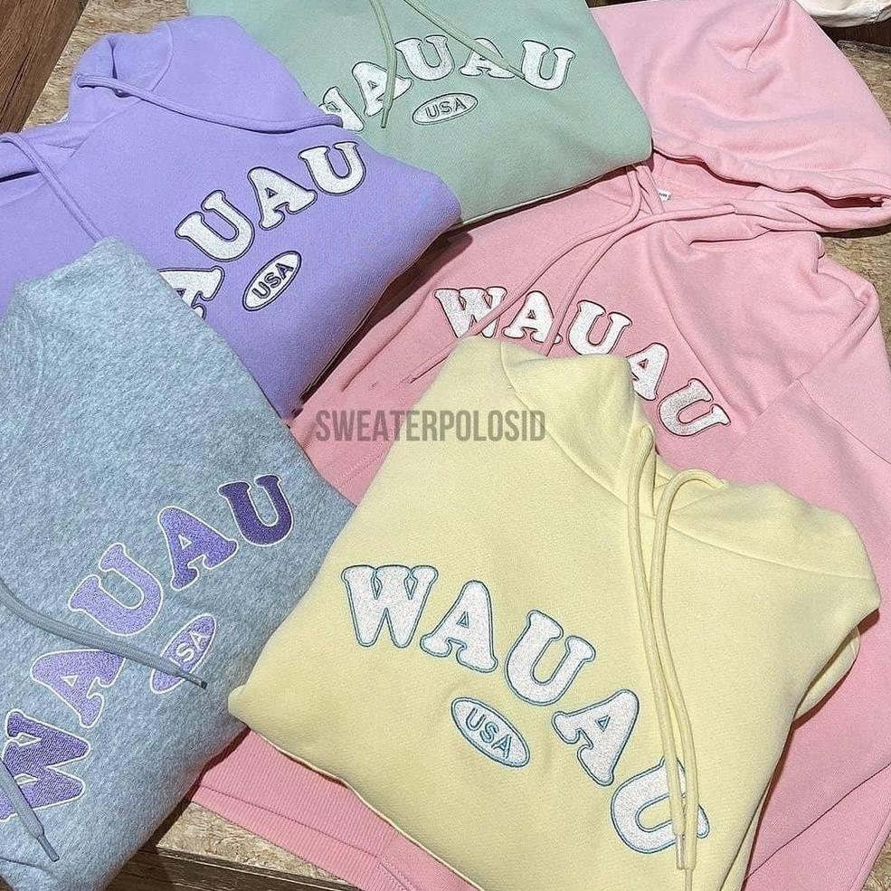Siap Kirim SWEPO Hoodie Jumper WAUAU (Bordir) S-XXL (Pria & Wanita)