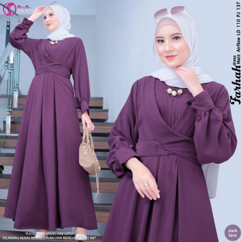 [READY] FARHAH DRESS ORI SHOFIYA BerGaransi | Dress Airflow Ld110 pj137