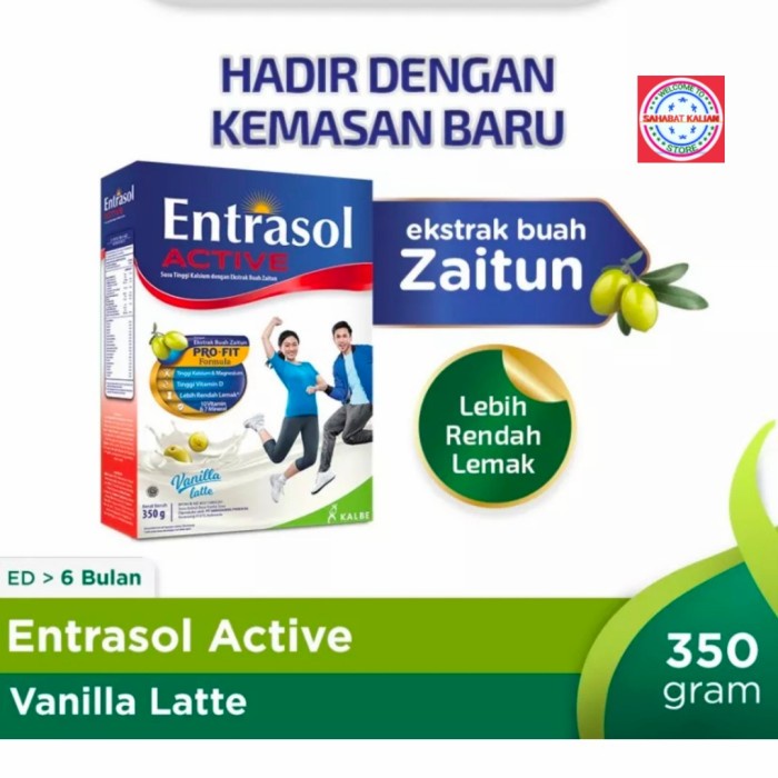 

[ COD ] ENTRASOL ACTIVE VANILLA LATTE 360gr PER 1 BOX