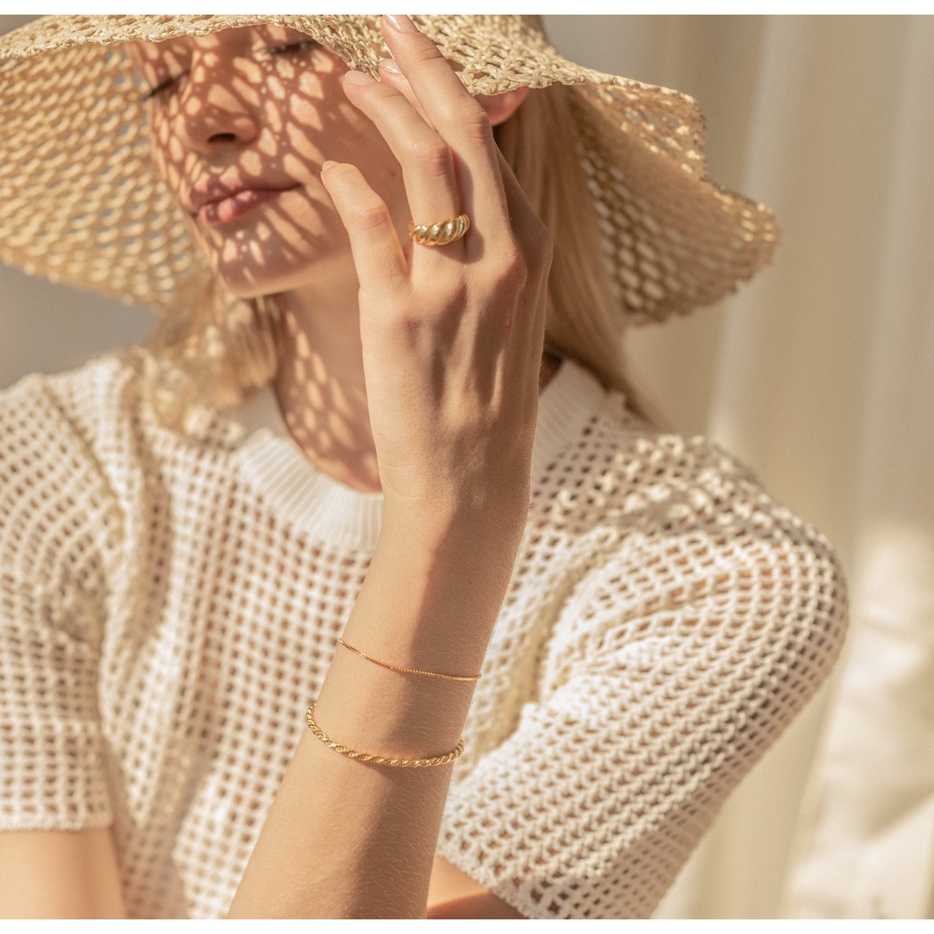 Rantai Itali Kotak - Gelang Titanium Wanita Anti Karat size 11-19cm