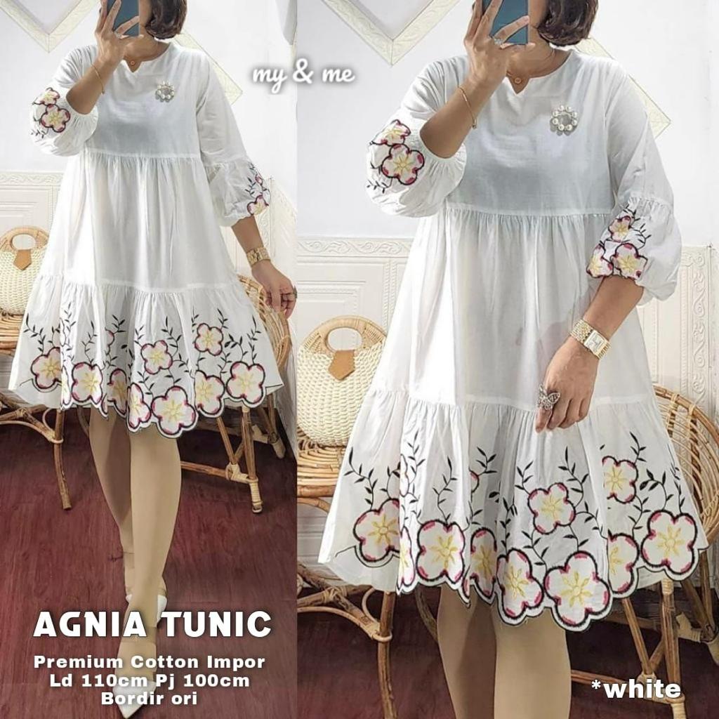ANJANI AGNIA SNOOPY DRESS MIDI MAXI TUNIK BY MY&ME BAHAN PREMIUM COTTON IMPORT BORDIR PRINT