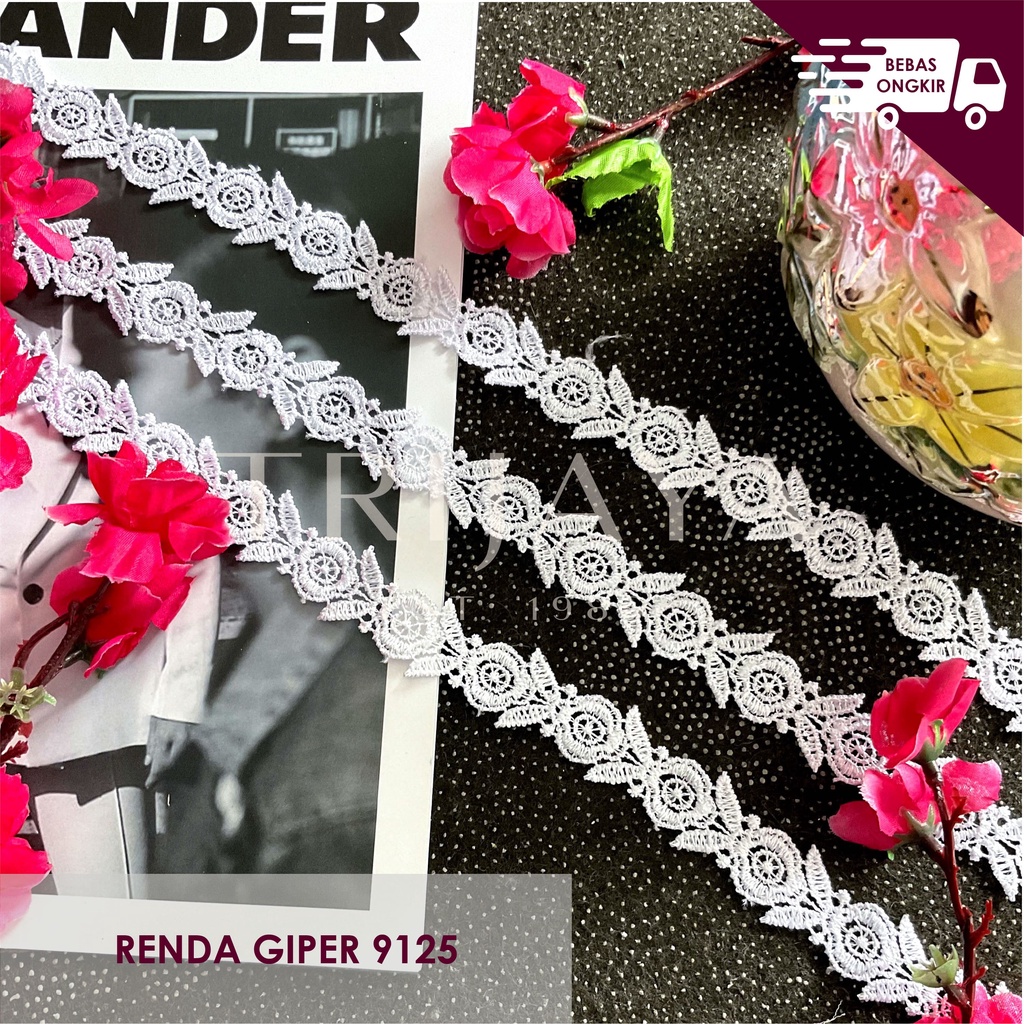 Renda Giper  Renda Guipure Renda Giver  Renda Bordir - 9125 / 2 CM (Per Roll) - Trijaya
